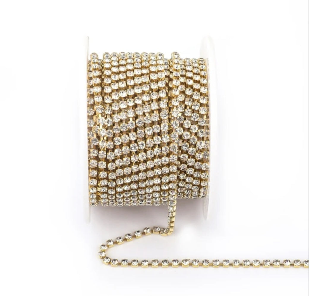 Rhinestone Banding Metal ss6: Gold Crystal