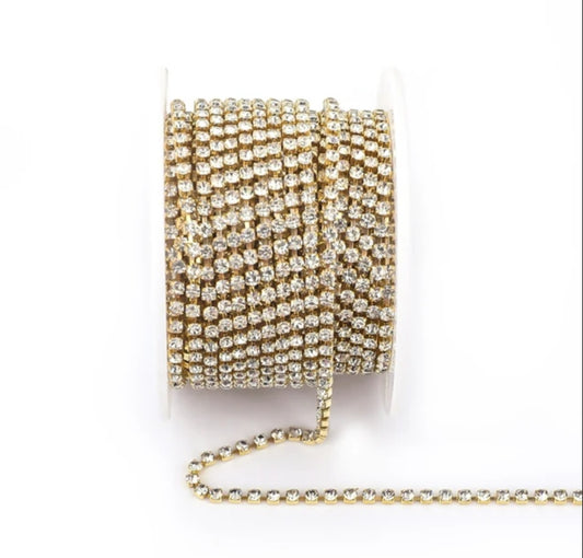 Rhinestone Banding Metal ss6: Gold Crystal