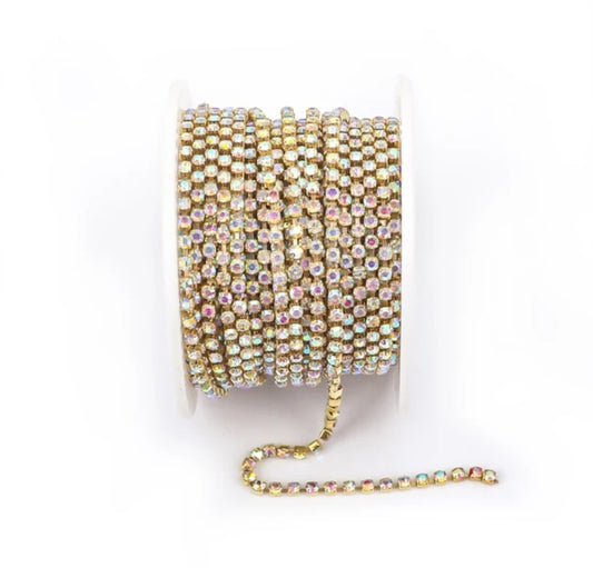 Rhinestone Banding Metal ss6: Gold Crystal AB