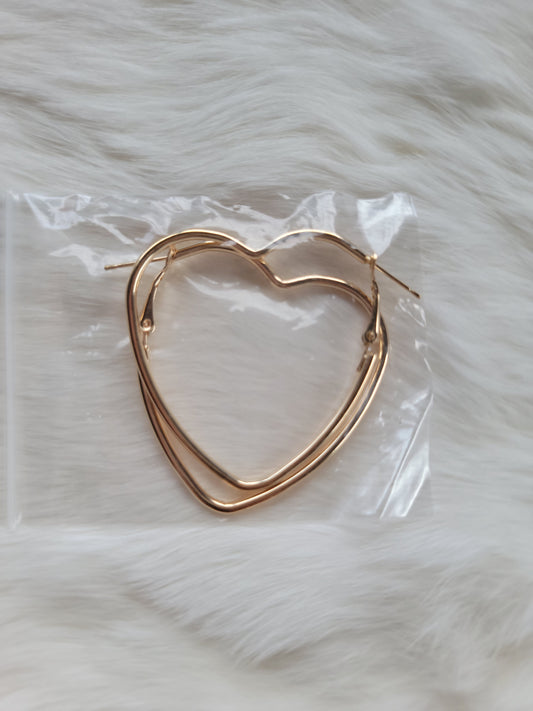 Gold Hearts Hoops