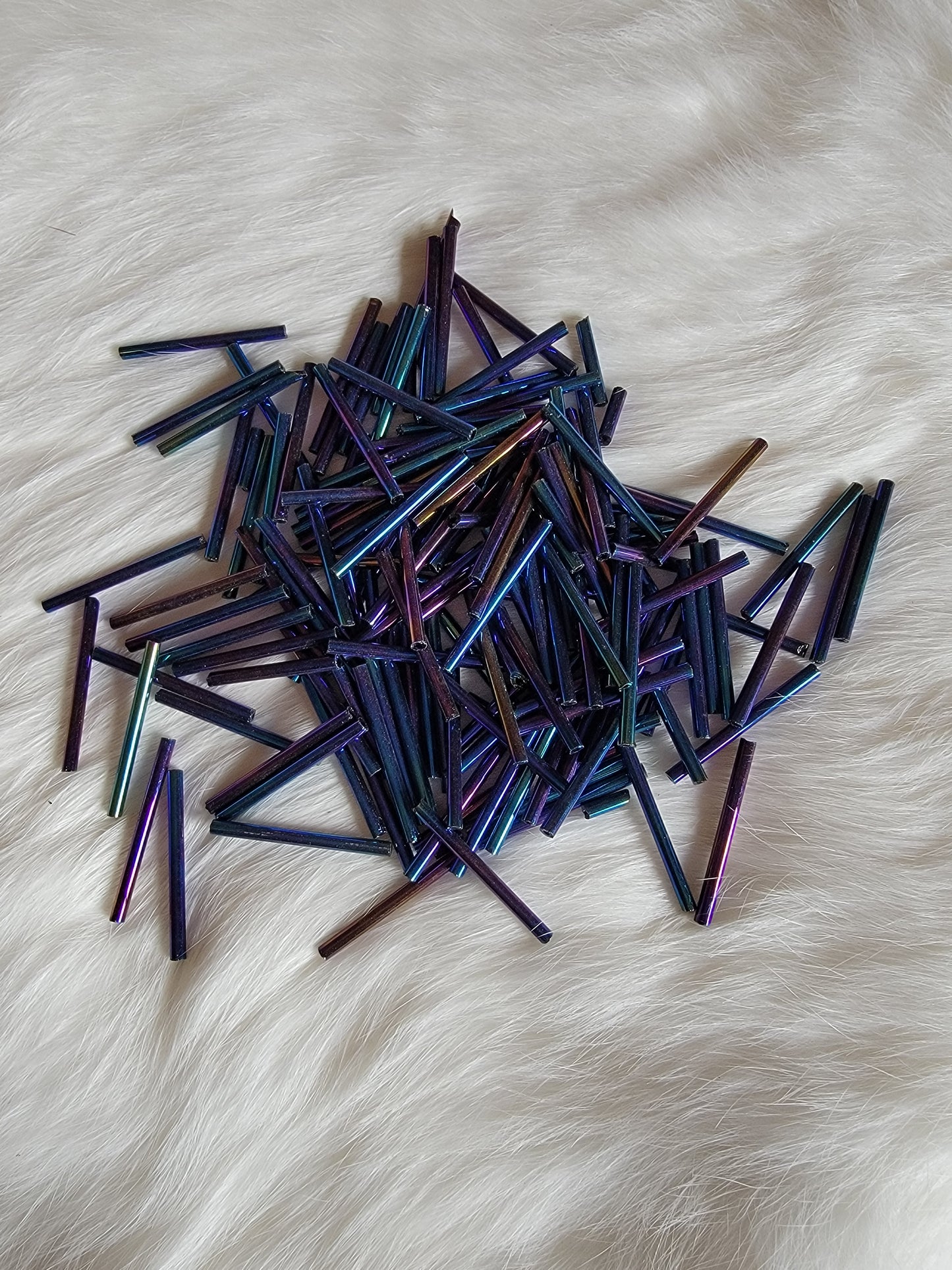 Czech Bugle Beads 30mm - Iris Navy