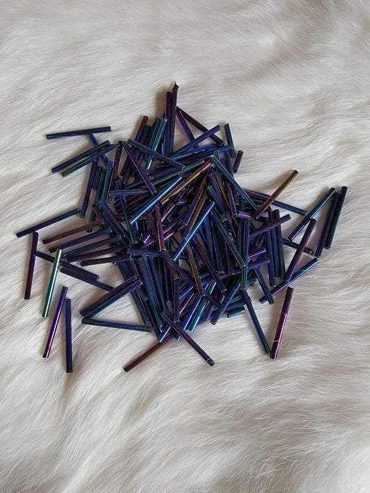 Czech Bugle Beads 30mm - Iris Navy