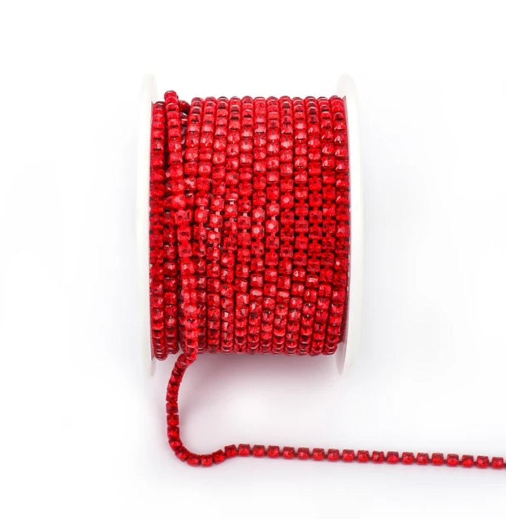 Rhinestone Banding Metal ss6: Red