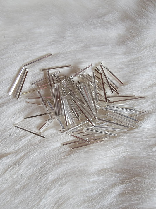 Czech Bugle Beads 30mm - Twist - Silverlined Crystal