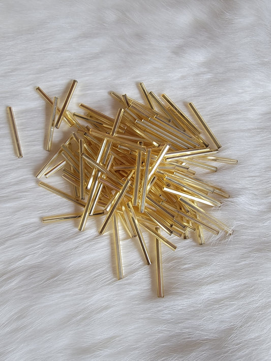 Czech Bugle Beads 30mm - Twist - Silverlined Gold