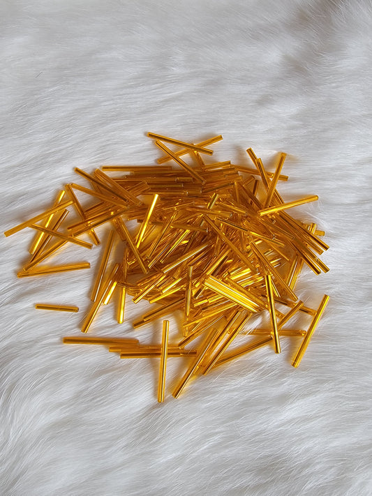Czech Bugle Beads 30mm - Silverlined Yellow