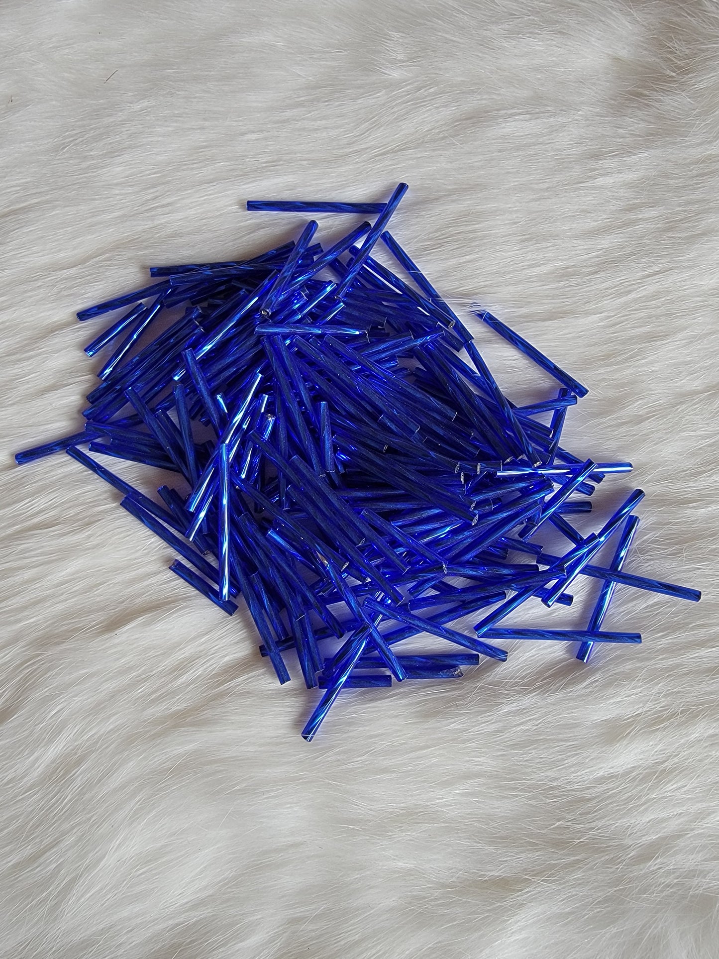 Czech Bugle Beads 30mm - Twist - Silverlined Dark Sapphire