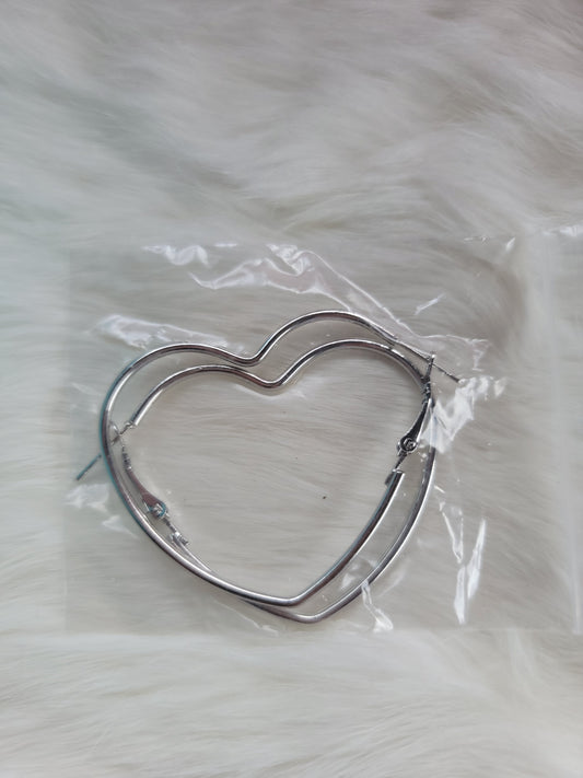 Silver Hearts Hoops
